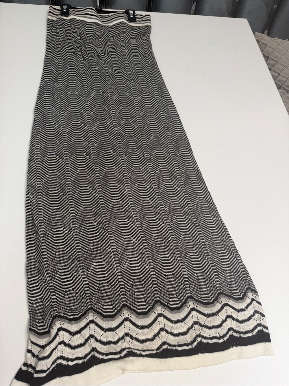 Michelle Nicole Black and Cream Chevron Maxi Skirt